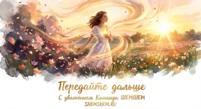 Девушка-маяк на летнем лугу в потоках света