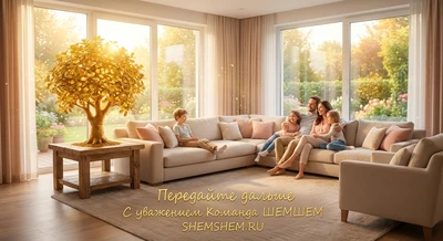 Светлый дом и счастливая семья в сиянии золотого изобилия