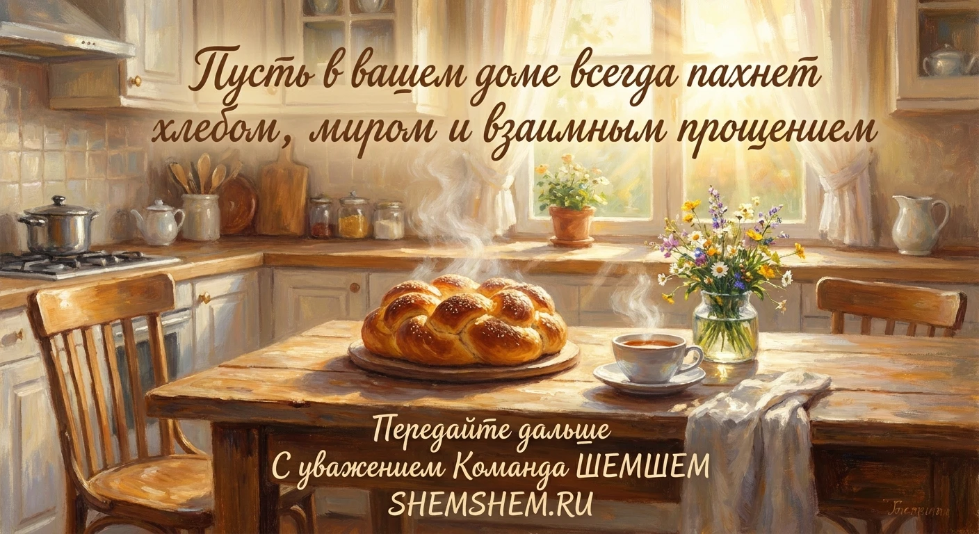 Свежий хлеб и солнечный свет на кухне как символ семейного благополучия