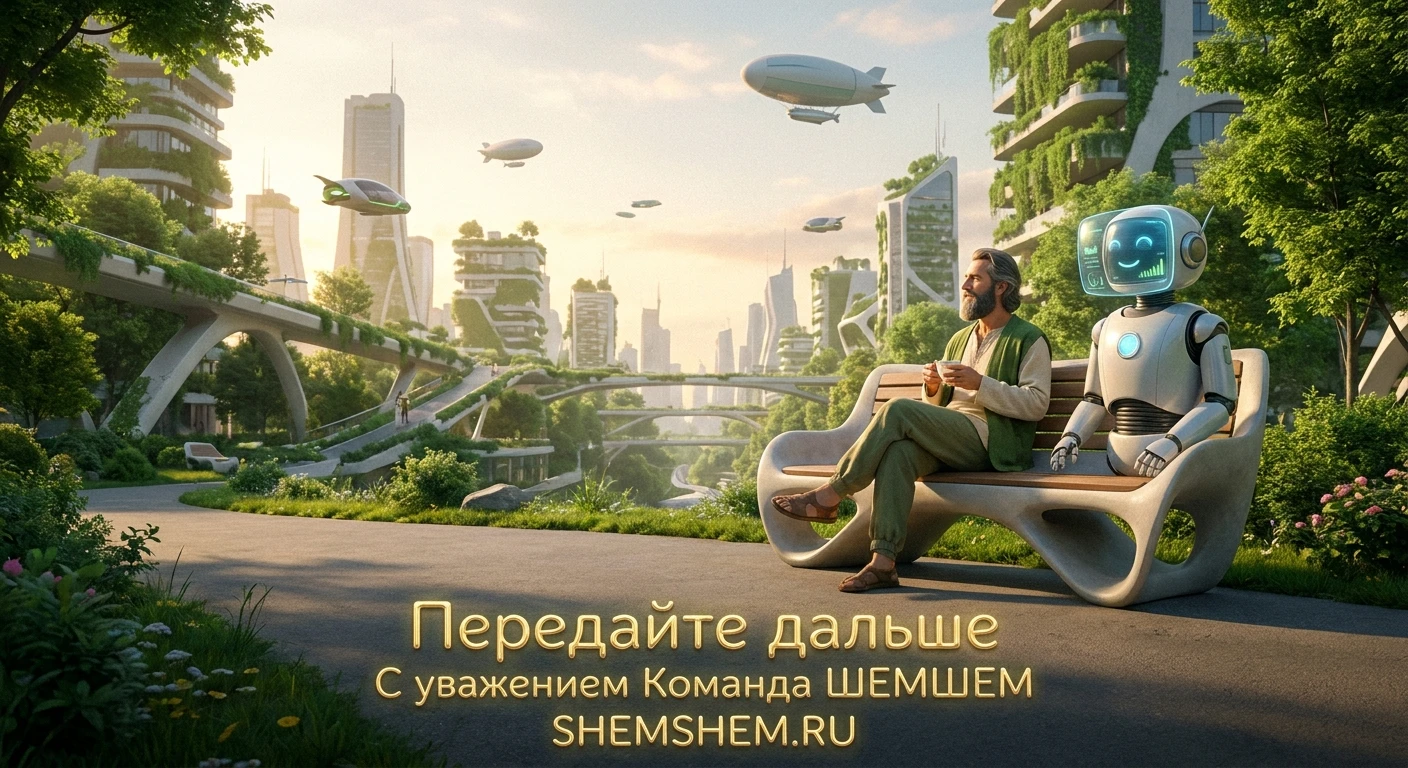 Человек и робот в футуристическом городе будущего, утопия, искусственный интеллект и экономика будущего без работы