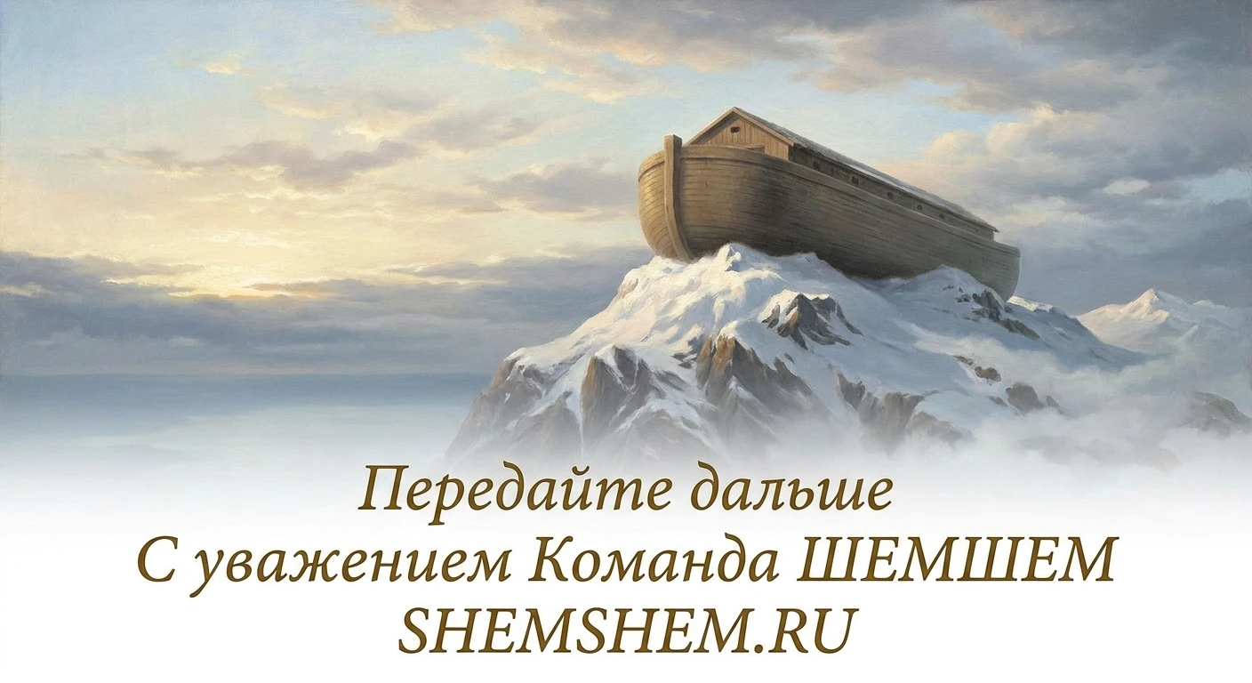 Ковчег на скалистой вершине Арарата под ясным небом в стиле классической живописи