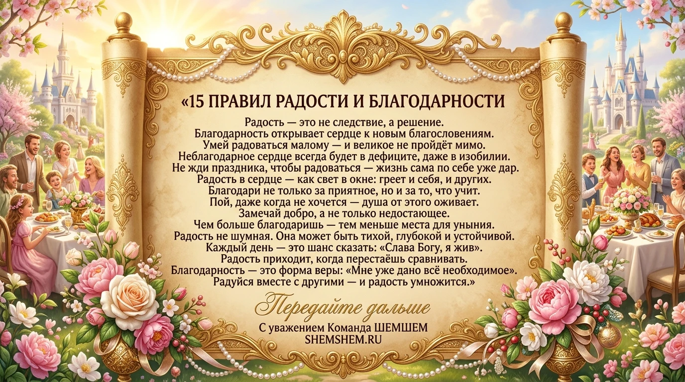 Красочная открытка о радости и благодарности