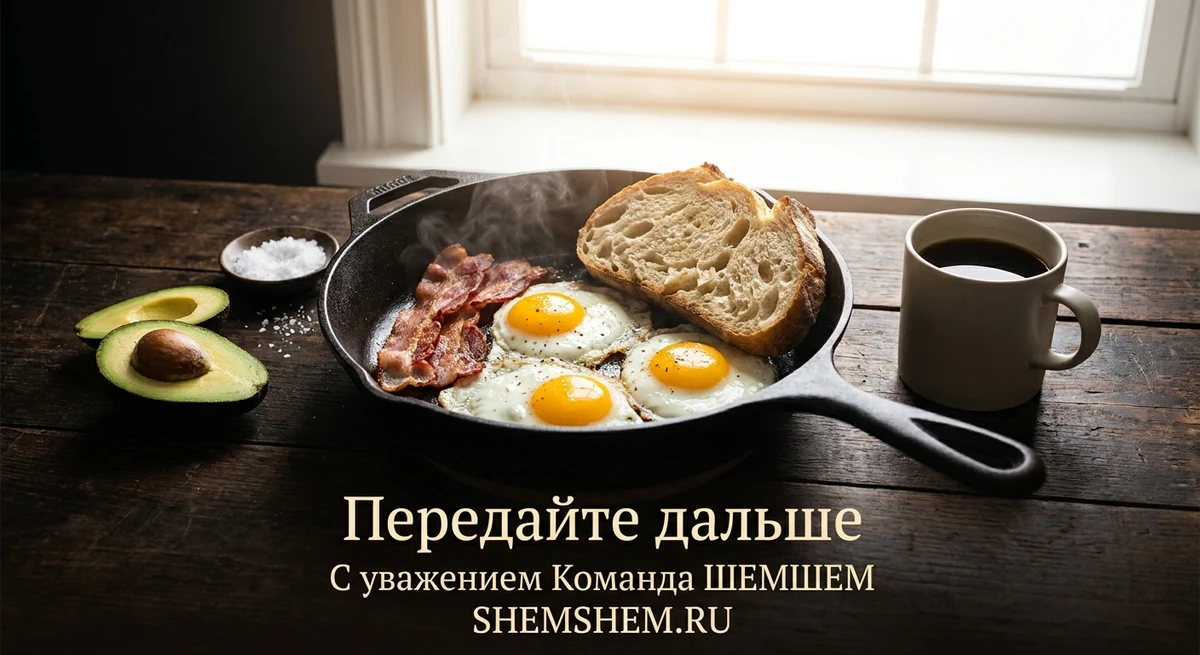 Мужской завтрак на чугунной сковороде с кофе и хлебом — искусство утренней трапезы
