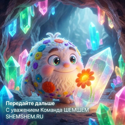 Бламбуля в пещере с разноцветными кристаллами