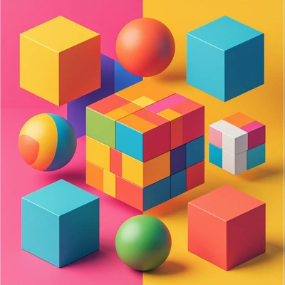 Детские игрушки: кубики, мячики