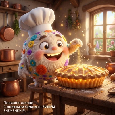 Пушистый повар Бламбуля готовит светящийся пирог