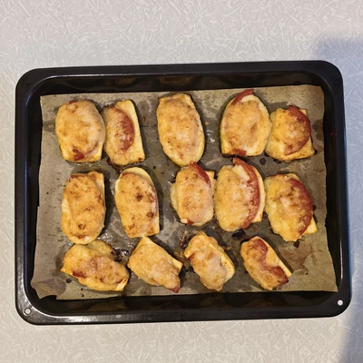 Готовые кабачки с сырными шапочками