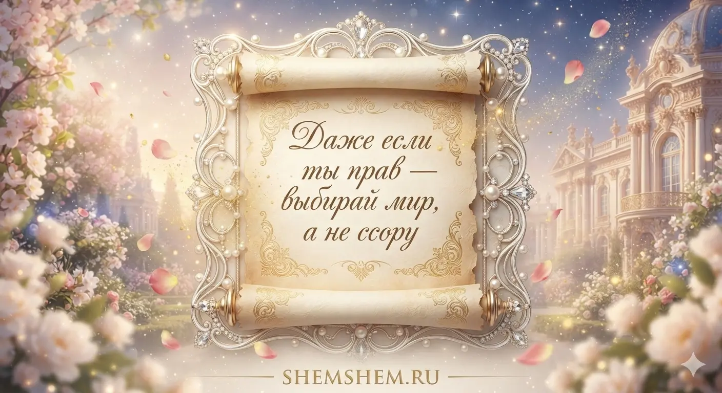 Светлая праздничная открытка со свитком, цитатой о мире