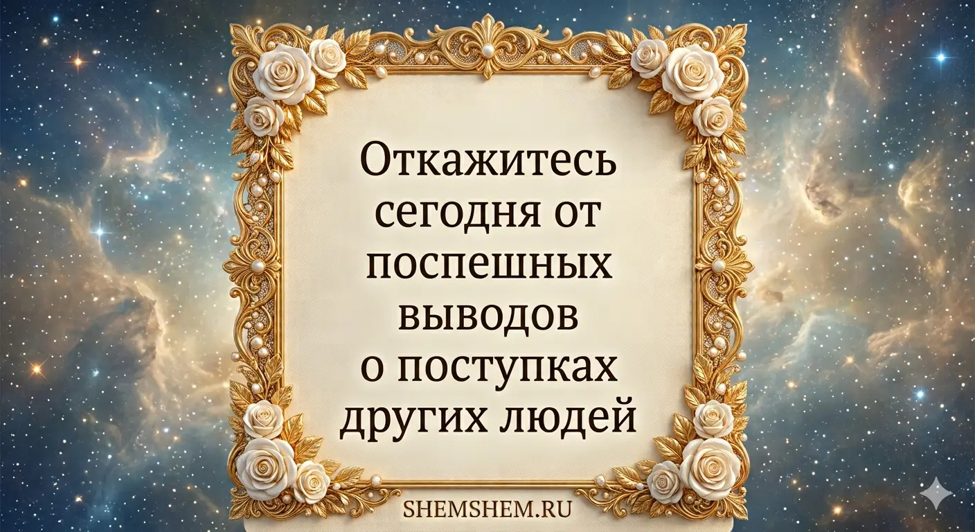  Открытка с золотой рамкой и текстом на фоне звездного космоса