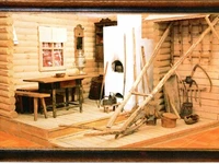 Открытка: Интерьер - "Изба с подворьем крестьянина-середняка&quot