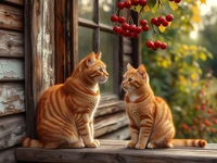 Коты и вишня: деревенский этюд