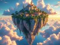 Парящий над облаками остров