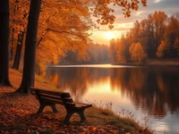 Осенний закат у реки