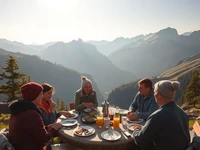 Горное утро: завтрак с видом на горы