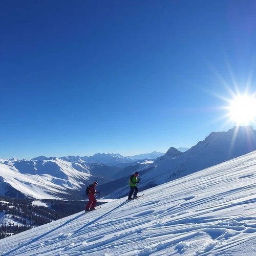 Подъем лыжников на гору