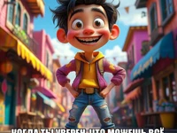 Мем с мультяшным мальчиком-героем