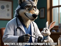 Мем: Волк-доктор и заяц-пациент