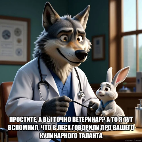 Мем: Волк-доктор и заяц-пациент