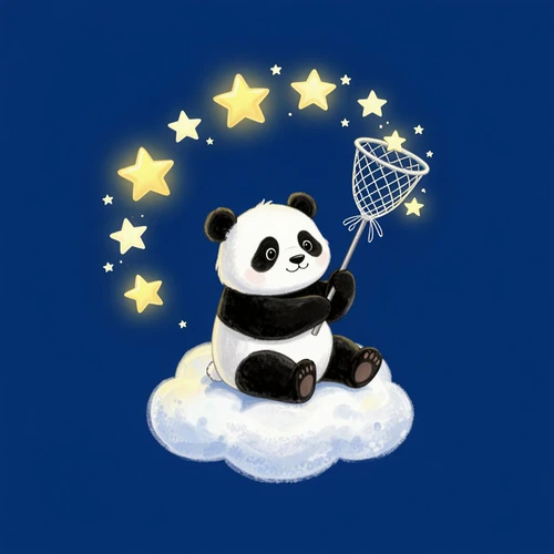Панда ловит звезды сачком