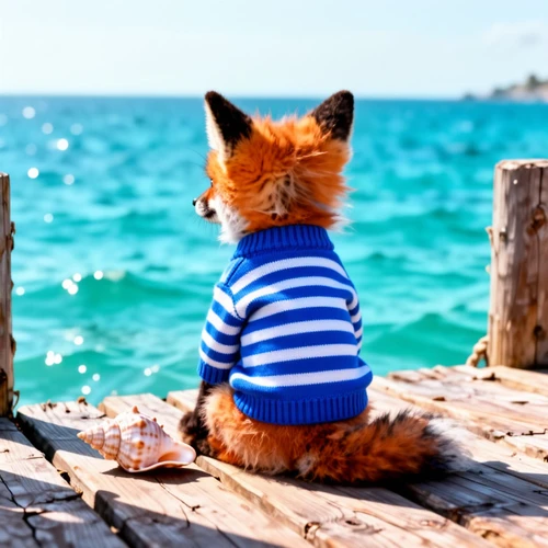 Лисёнок в тельняшке у моря