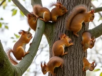 Белки на дереве