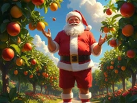 Дед Мороз летом в фруктовом саду