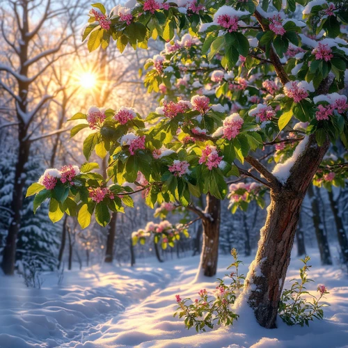 Цветочные деревья зимой