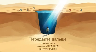 Человек находит воду на дне глубокого колодца посреди пустыни
