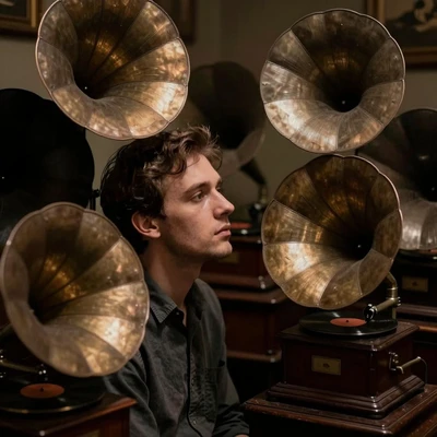 Вокруг головы человека граммофоны