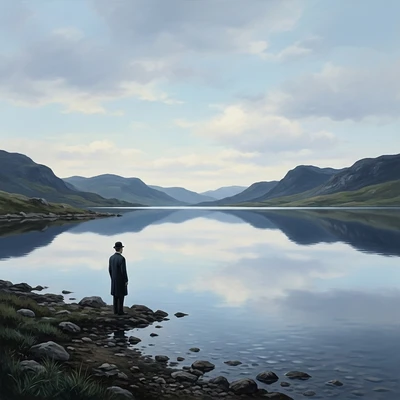 Человек у озера без отражения. Серия Человек и Зеркало.