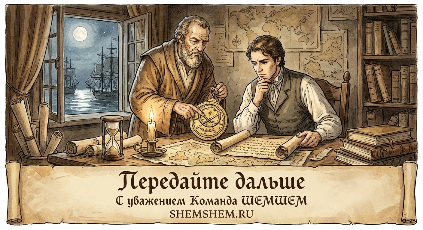 Двое исследователей в кабинете изучают старые карты и открывают скрытую истину