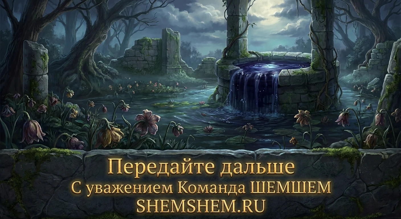 Темная вода переливается через край старого колодца