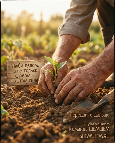 Руки сажают росток в землю