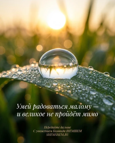 Капля росы с отражением солнца