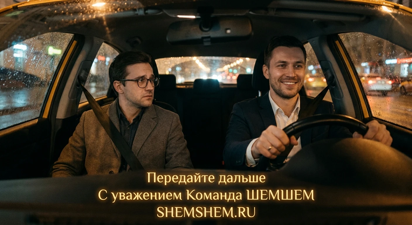 Встреча одноклассников: успешный водитель за рулем такси и задумчивый ученый на заднем сиденье